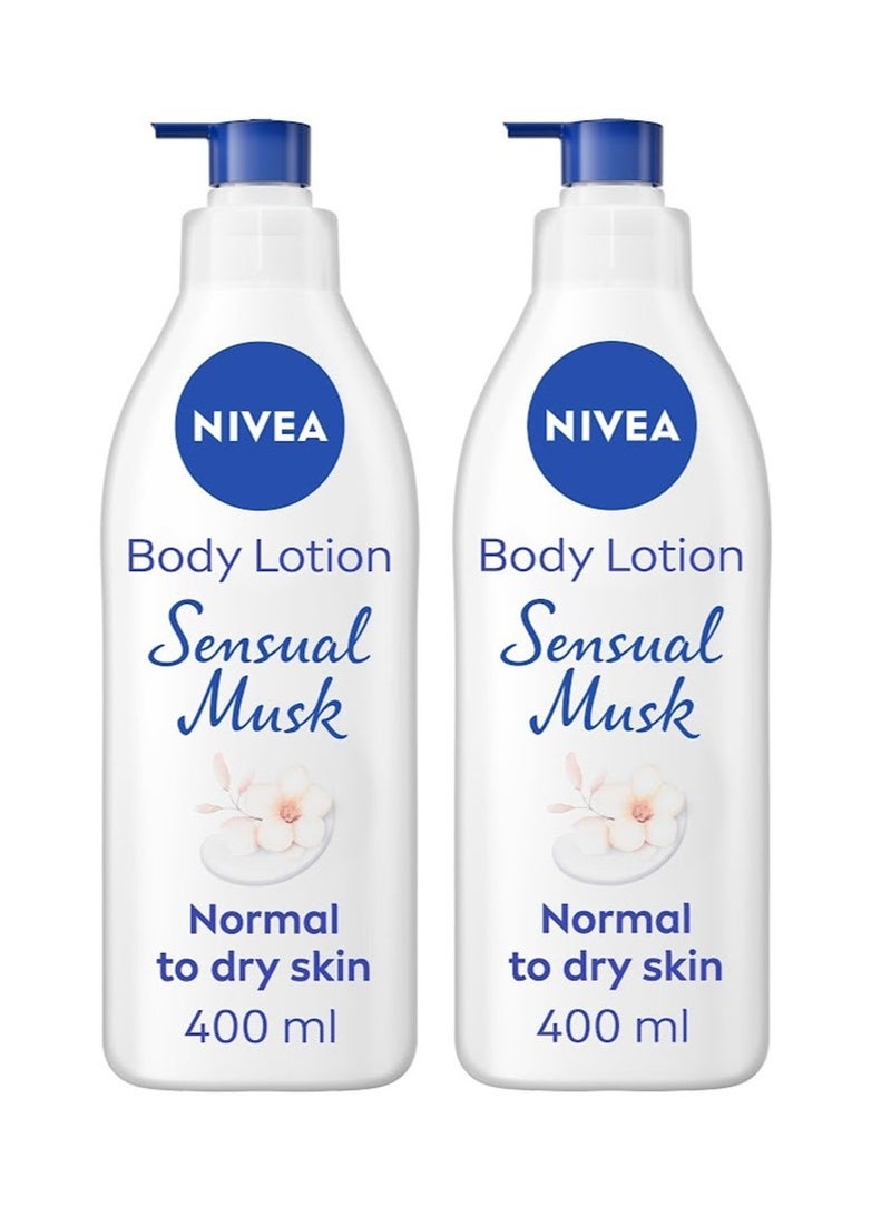 Nivea Pack Of 2 Sensual Musk Body Lotion 400ml - Image 1